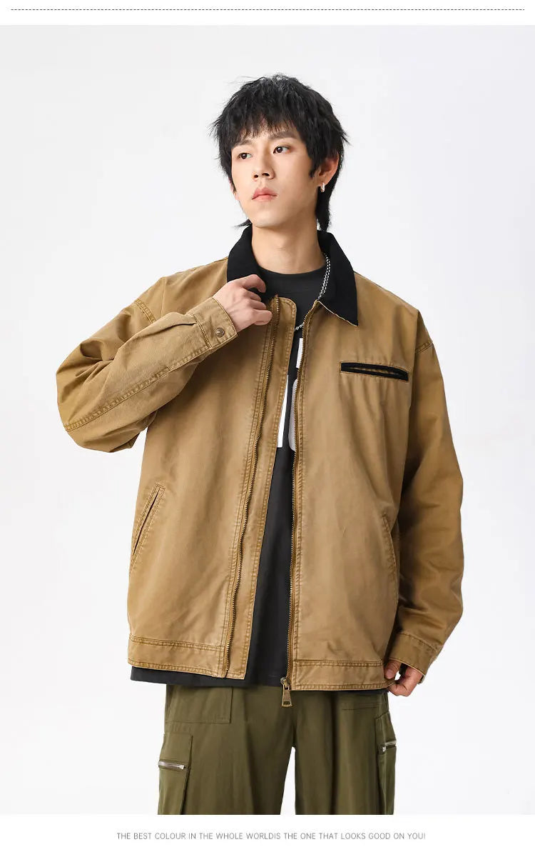 american vintage washed mountain outdoor high street detroit jacket men japan korea fashion loose casual cargo jacket coat unique cargo style 869
