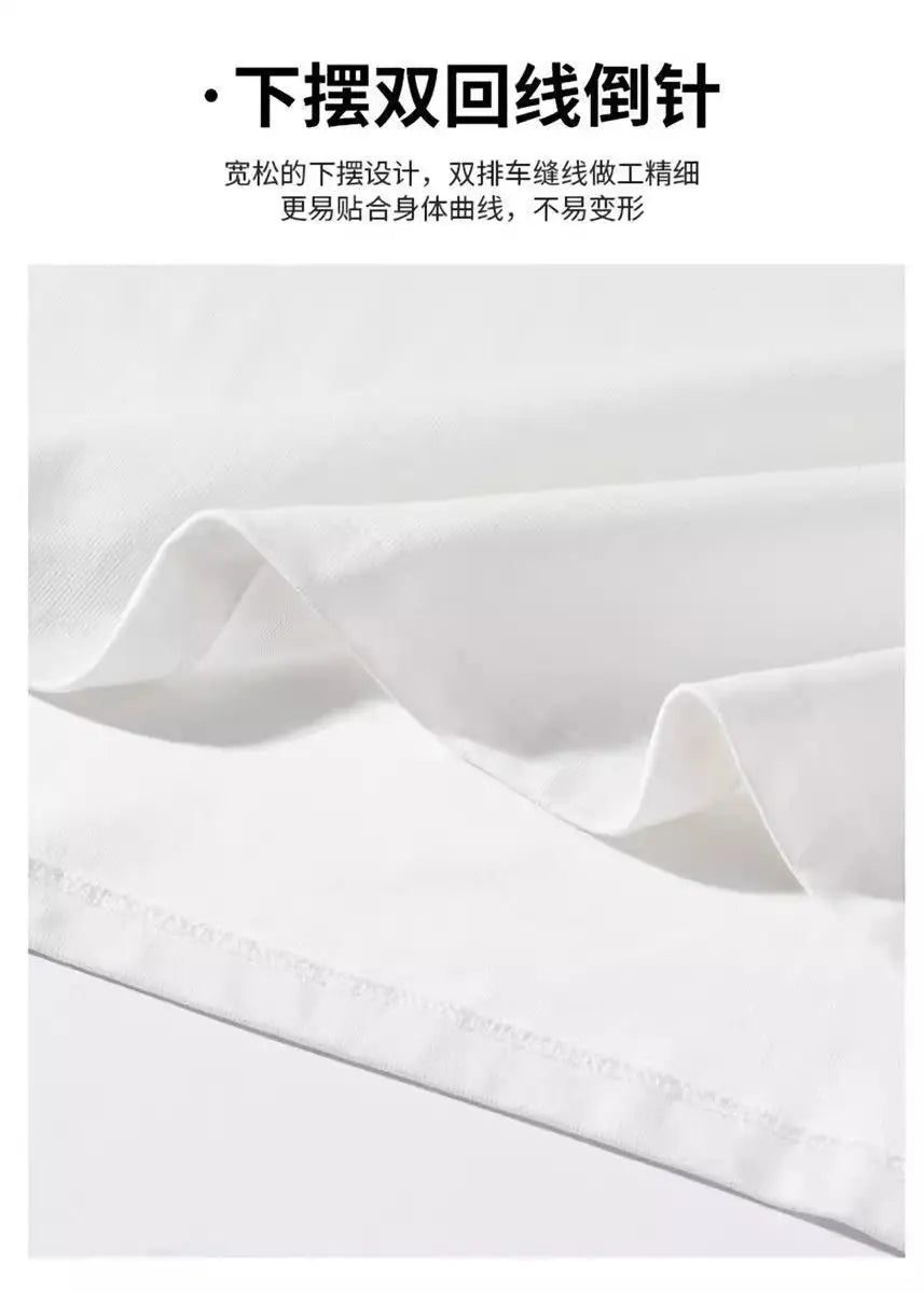 Pure cotton short-sleeved T-shirt for women and men in summer heavyweight pure cotton ins trendy American retro clothes y2k top Street King Limited