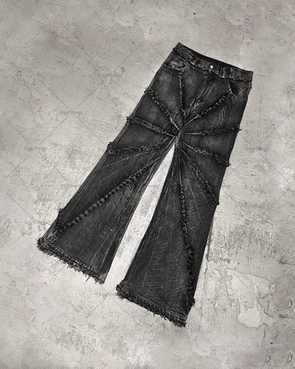 2023 street retro raw edge high waist skinny jeans mens y2k fashion casual loose versatile distressed wide leg jeans womens unique jeans style 1588