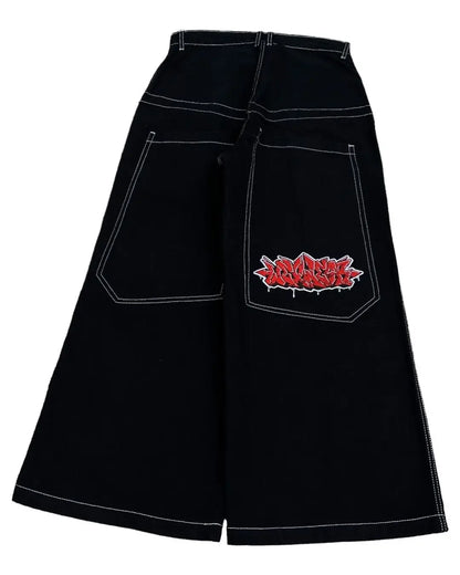 hip hop y2k new color wexwear embroidered baggy jeans streetwear jeans men women high waist wide trouser harajuku black pants unique jeans style 1448