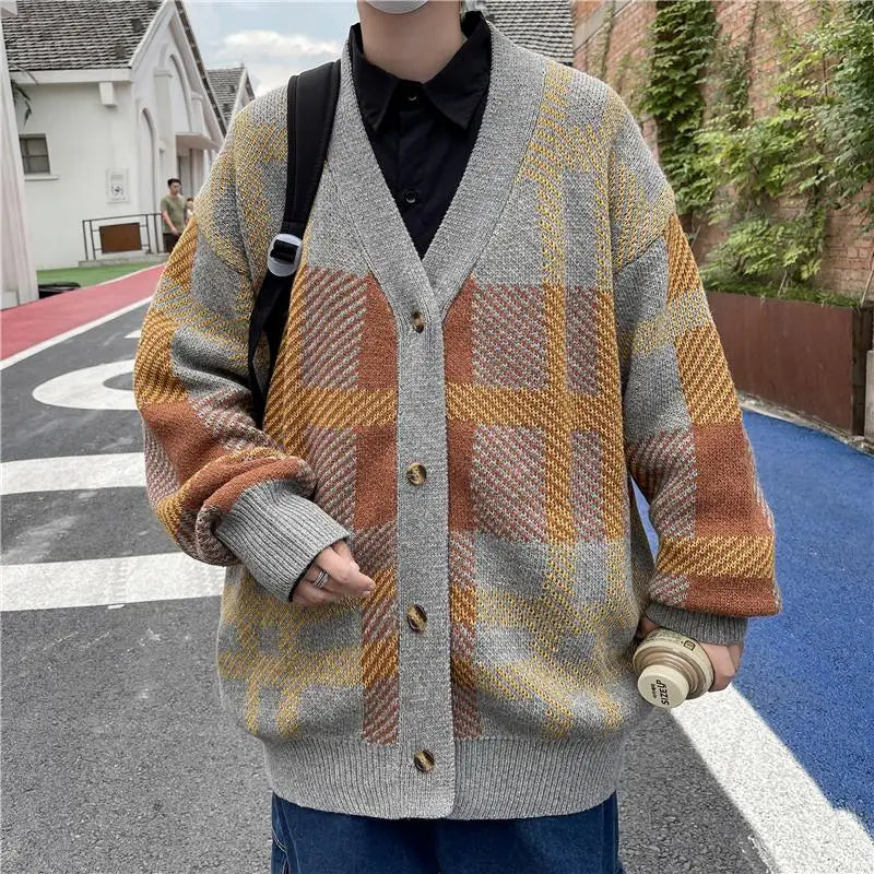 2023 British Retro Cardigan Sweater New Korean Harajuku Academic Knitted Sweater Pullover Hip Hop Streetwear Loose Knitwear Tops Street King Limited