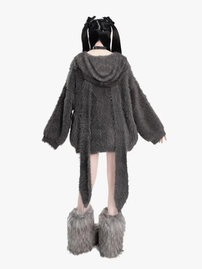 plush faux mink fur thick cardigan sweater jacket for women pro choice loose medium to long style coat women winter y2k tops minimalist street pants