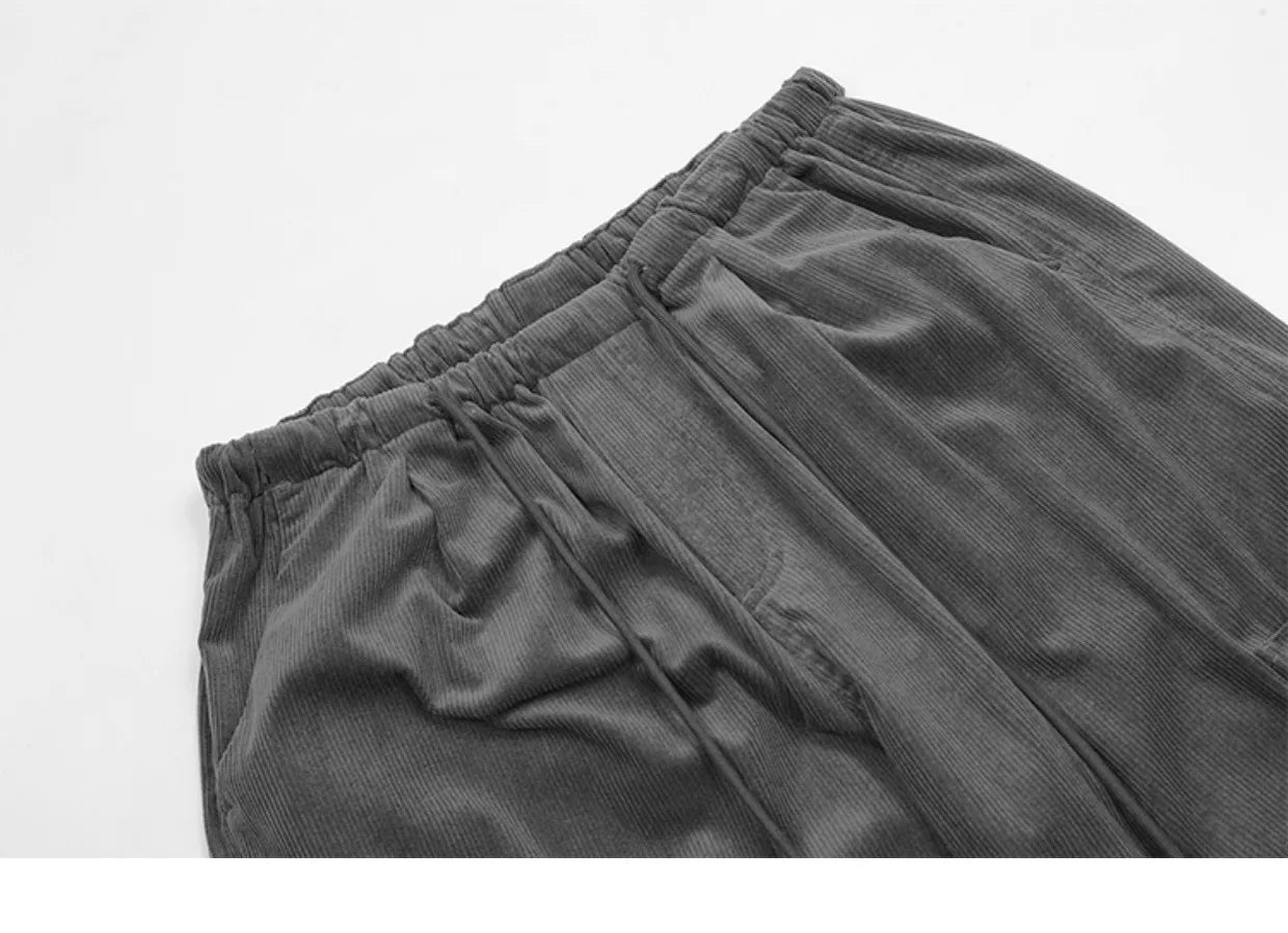 women high street corduroy pants casual elastic waist side pocket loose straight pant unisex hip hop y2k loose streetwear jogger unique joggers style 1357