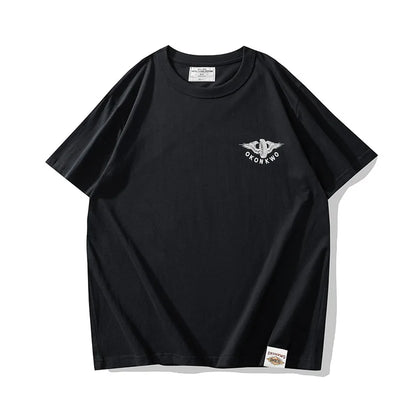 New Summer Fashion Vintage Men Street Flying Wheel Print T-shirt Round Neck Thick Short Sleeve Casual T-Shirt 100% Cotton Street King Limited
