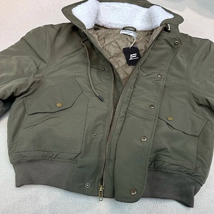 2024AW new cotton dress solid color hooded multi-pocket jacket Street King Limited