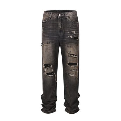 streetwear frayed hole distreesed ripped baggy jeans for men and women pantalones hombre y2k casual denim trousers oversized denim street jeans