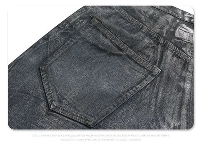 Autumn/winter 2024 loose wash jeans with silver coating Street King Limited