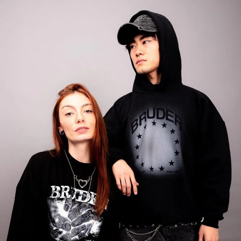 Y2k American Hip-hop Rock Dark Style Oversized Hoodie Men Street Harajuku Retro Casual All-match Zipper Sweatshirt Women Street King Limited
