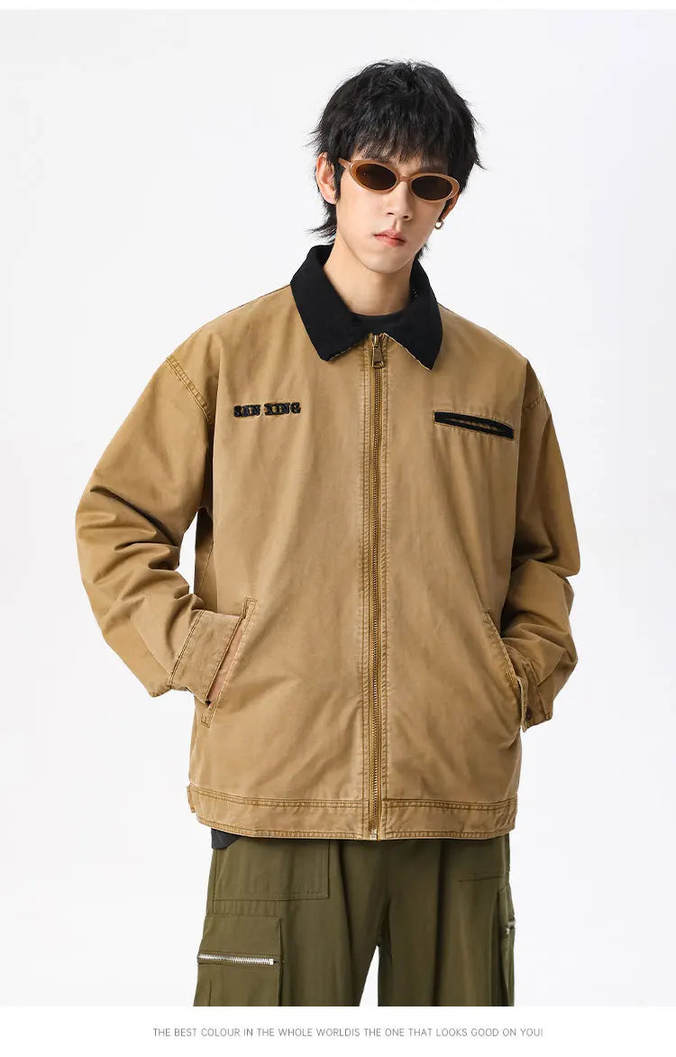 american vintage washed mountain outdoor high street detroit jacket men japan korea fashion loose casual cargo jacket coat unique cargo style 870