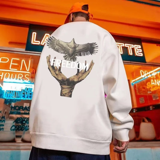 Dove Of Freedom Graphic Printed Men's Crewneck Hoodies Hip Hop Fashion Pullover Sweatshirts Hombre Y2K Streetwear Fleece Clothes Street King Limited
