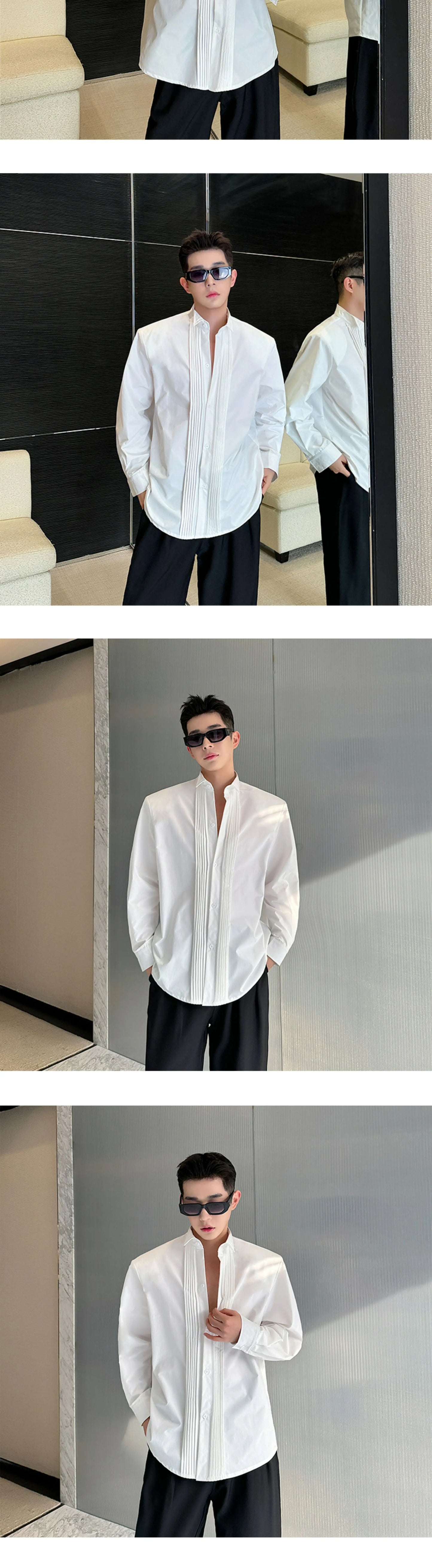 Men French Vintage Fashion Business Casual Long Sleeve Loose Dress Shirts Man Korean Streetwear Party Shirt Blouses Street King Limited
