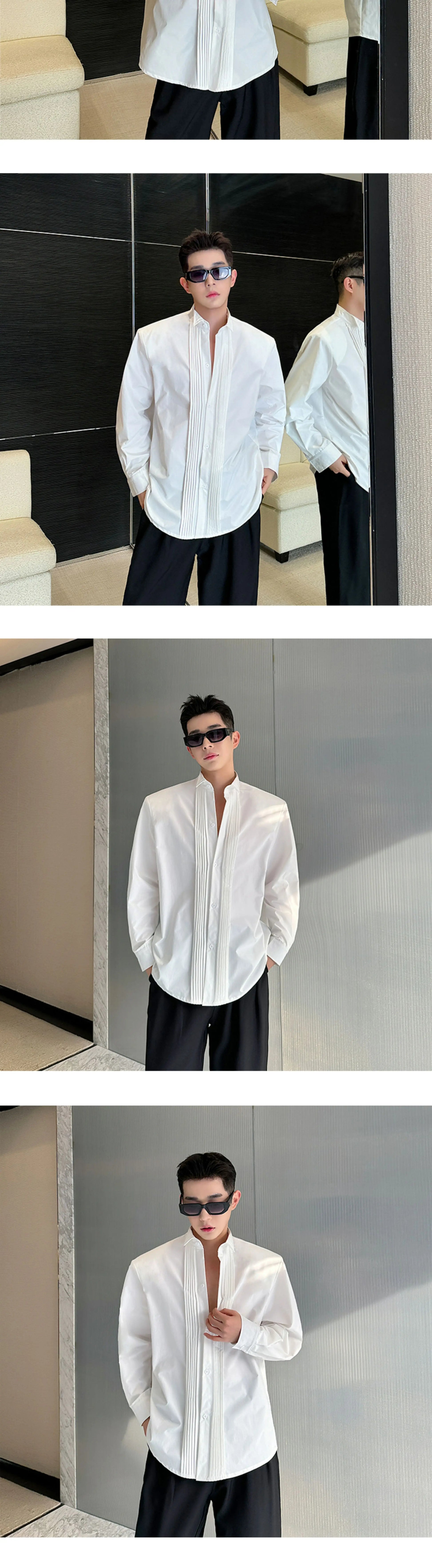 Men French Vintage Fashion Business Casual Long Sleeve Loose Dress Shirts Man Korean Streetwear Party Shirt Blouses Street King Limited