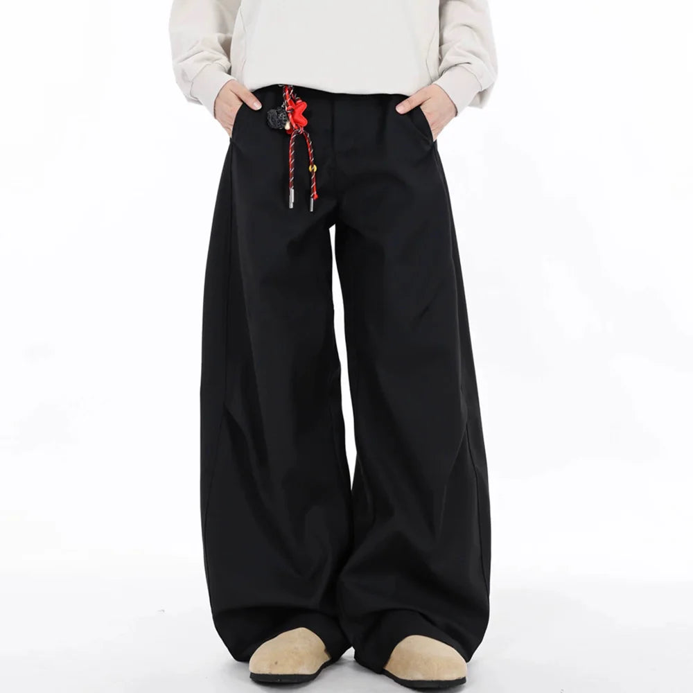 men women american streetwear fashion loose casual vibe hip hop cleanfit wide leg suit pant boyfriend harem pants trousers menswear bottoms
