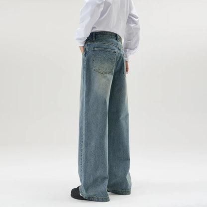 men wide leg straight streetwear fashion loose casual vintage denim baggy jeans pants women y2k jeans trousers ripped baggy denim