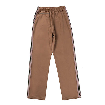 good quality brown motion casual pants men woman lovers trend side edge weaving embroidery drawstring loose trousers clean everyday pants