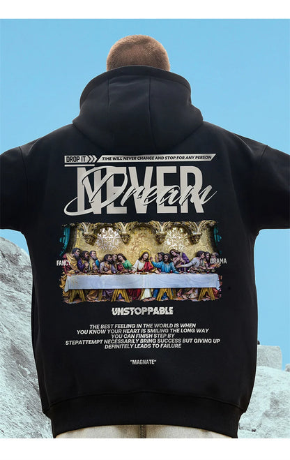 Autumn Jesus Oil Painting Graphic Print Hoodies Men Oversized Fleece Hip Hop Hooded Sweatshirt Y2K Vintage Streetwear Hoodie Street King Limited