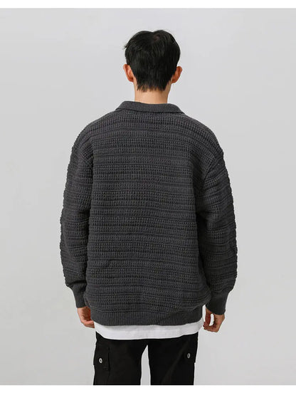 men streetwear fashion loose casual retro stripe knitted sweater cardigan jacket autumn knitwear jumper coat outerwear unique default style 1263