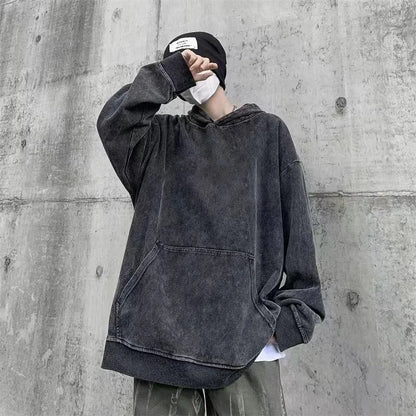 Washed Hoodie Sweatshirt Men Cotton Hip Hop Streetwear Retro Hooded Pullover Street King Limited