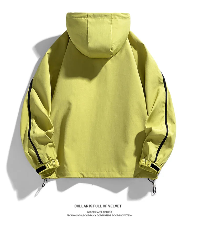 mens hooded jacket clashing colours jackets letter print jacket streetwear casual outdoor coats 2024 spring fall male clothing unique default style 5218