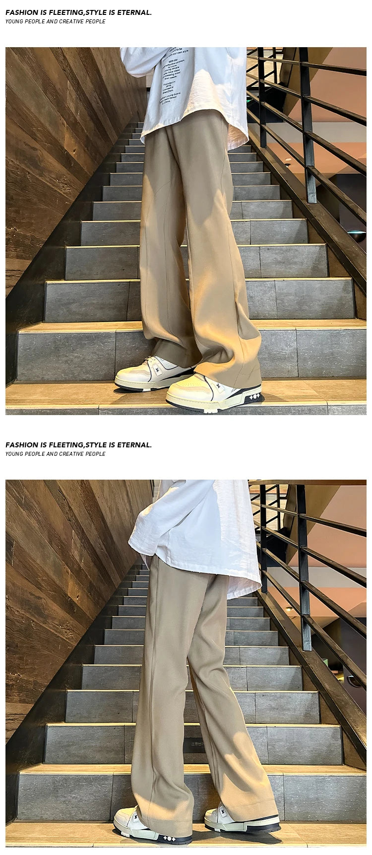 2025 mens four seasons new mid waist micro flared casual pants fashion trend leisure mens flared leg trousers korean pants men unique default style 1276