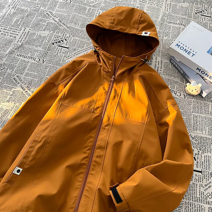 autumn spring casual mens outdoor jacket basic solid colour hooded windbreaker unisex coats waterproof male jackets unique default style 5123