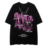 Men Short Sleeve T Shirts Illusive Letter with Necklace Tshirt High Street Couple Pullover Tees Street Hip Hop Summer Cotton Top Street King Limited