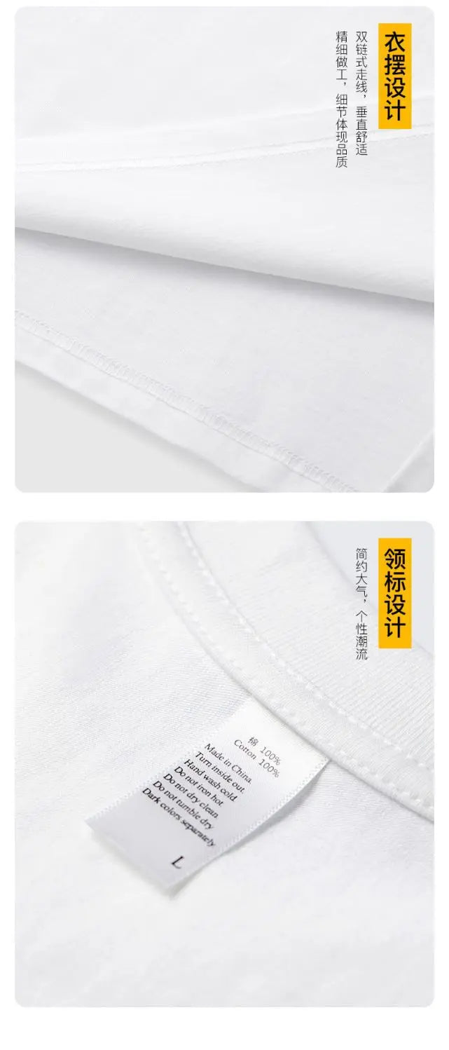 Cotton short-sleeved t-shirt men's ins trendy summer American hip-hop national trend printed loose youth white tops men clothing Street King Limited