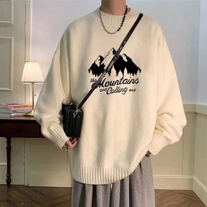 New High Street Graphic Print Knitted Sweater For Men Hip Hop Letter Pullovers Femme 2025 Autumn Casual Y2K Vintage Knitwears Street King Limited