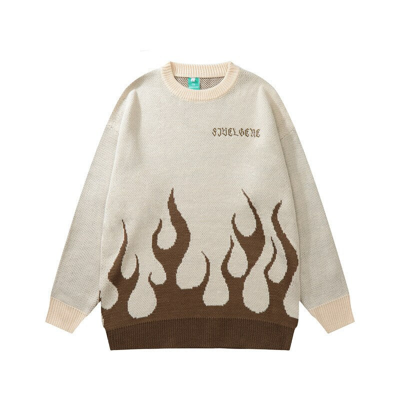 "Fire Flame" Unisex Men Women Streetwear Graphic Sweater Daulet Apparel