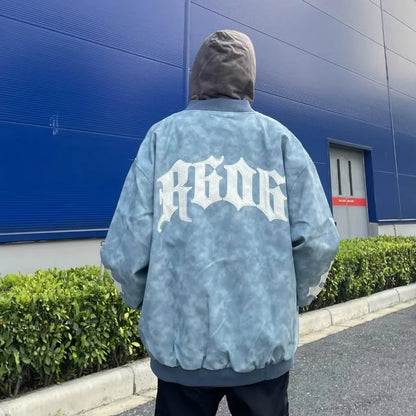 high street american jacket mens spring embroidered letter loose pilot coats color block single breasted couple baseball jersey menswear bottoms