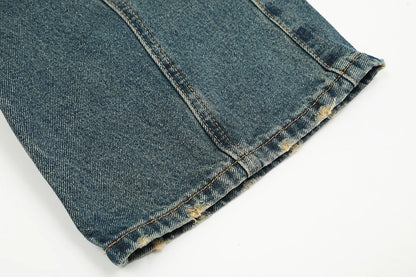 streetwear side pockets pleated washed blue jeans unisex straight baggy y2k denim pants ropa hombre casual cargo pants oversized unique cargo style 5214