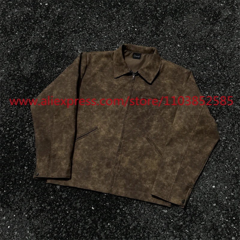 autumn and winter vintage long sleeved leather jacket american heavy duty motorcycle high street short style distressed lapel unique shorts style 1212