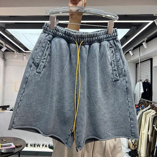 400g heavy wash vintage solid color sports shorts casual pants techwear shorts