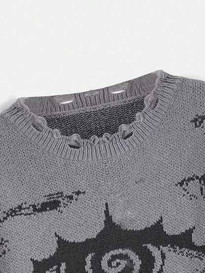 Traf Women's sweater eyes y2k new  pullovers Knit wear  Winter clothes women vintage Female clothing long sleeve tops Oversize Street King Limited