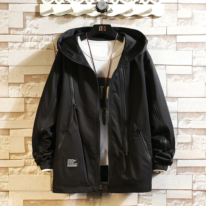 men workwear coat casual strip hoodids jacket unisex fashion hooded zipper tops outwear breathable waterproof windproof workwear unique default style 219