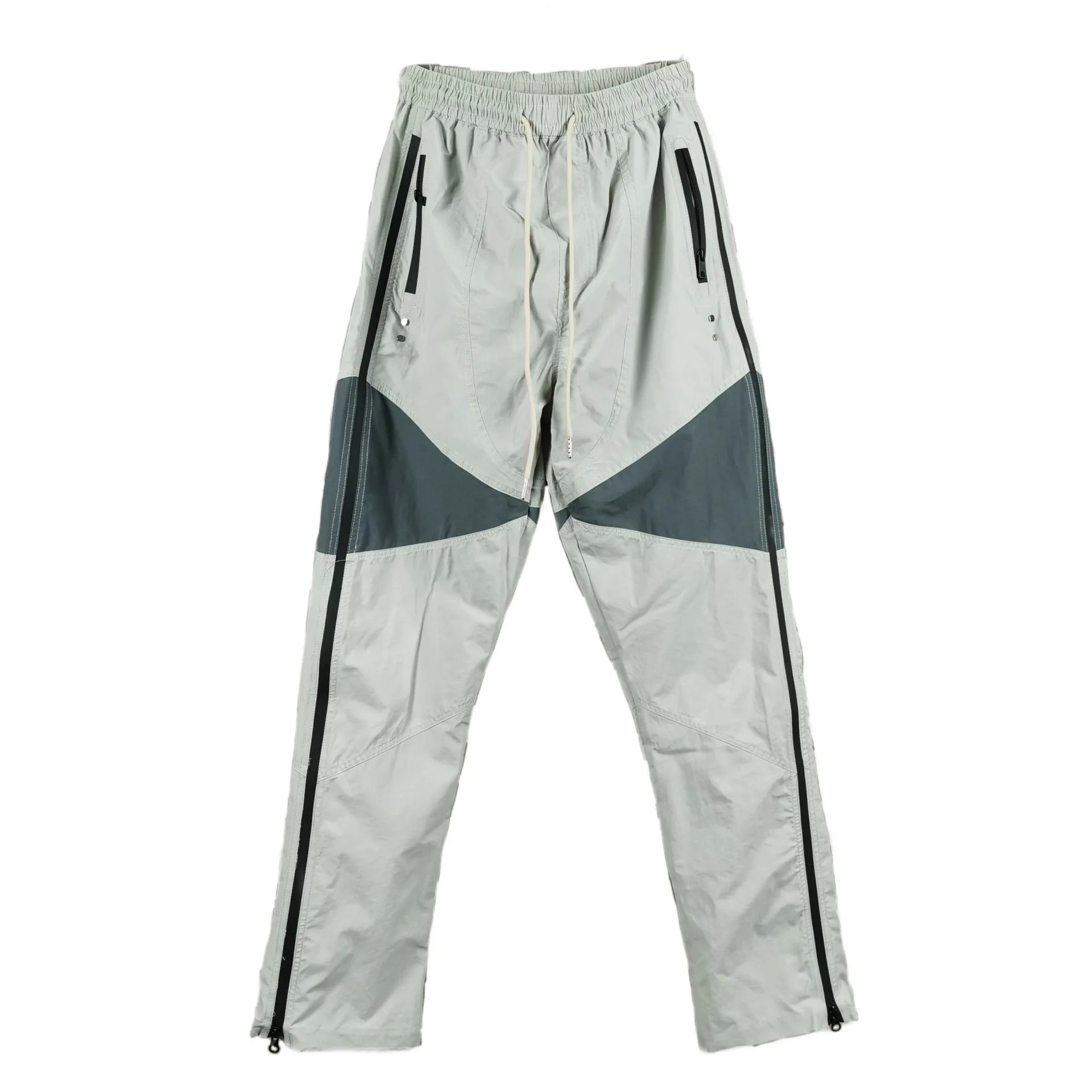 three dimensional adhesive zipper splicing functional patchwork cargo trousers mens high street vibe thin nylon cargo pants unique cargo style 939