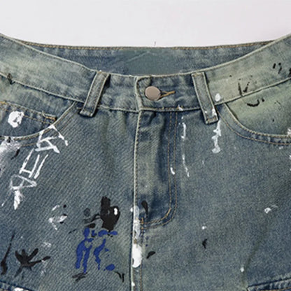 graffiti printed denim jeans unisex side pocket straight cargo jean trousers hip hop streetwear casual loose joggers jeans pants relaxed fit joggers