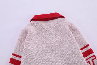 Men Knitted Sweater Jumper Casual Polo Neck Letter Casual Long Sleeve Streetwear Hip Hop Autumn Winter Pullover Knitwear Sweater Street King Limited
