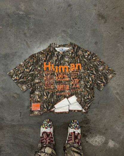 2024 New leaf decoration style alphabet print short sleeve men Y2k round neck irregular top Harajuku punk retro style shirt Street King Limited