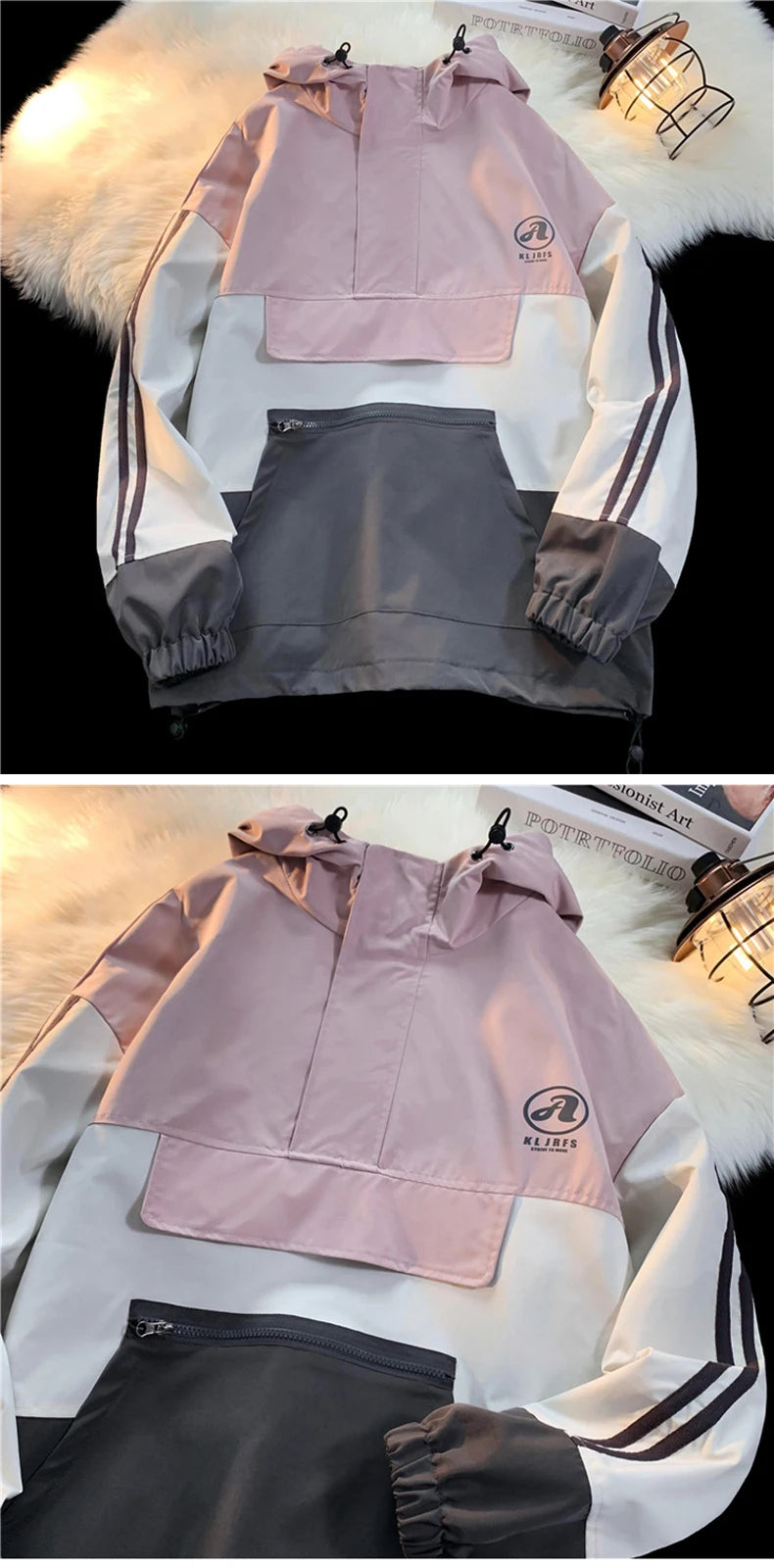 mens outerwear fashion print patchwork college style jackets zip up hooded jcket 2024 new plus size man women windbreaker unique default style 5882