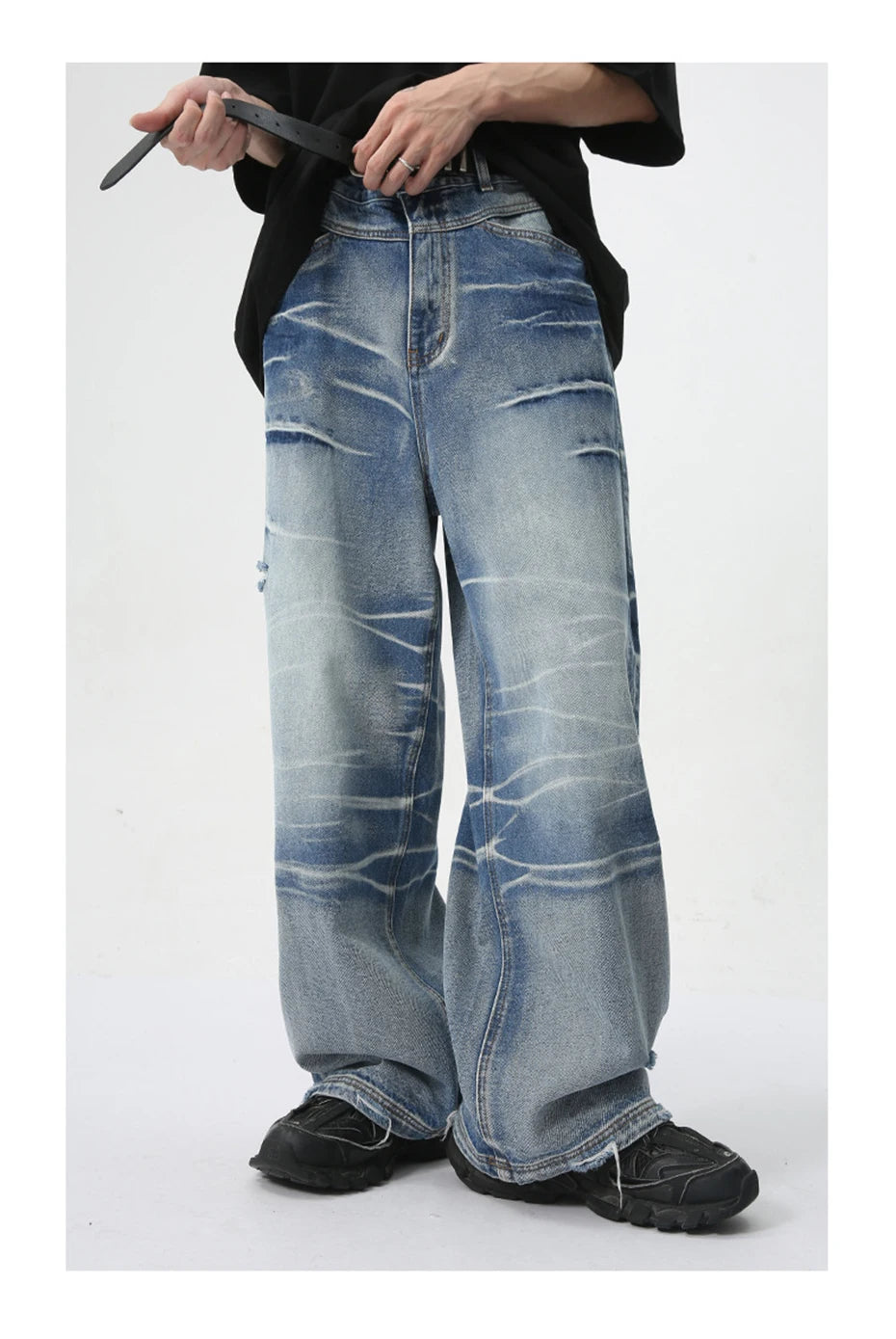 vintage blue baggy jeans man loose straight denim pants harajuku hip hop jeans trousers men unique jeans style 4720