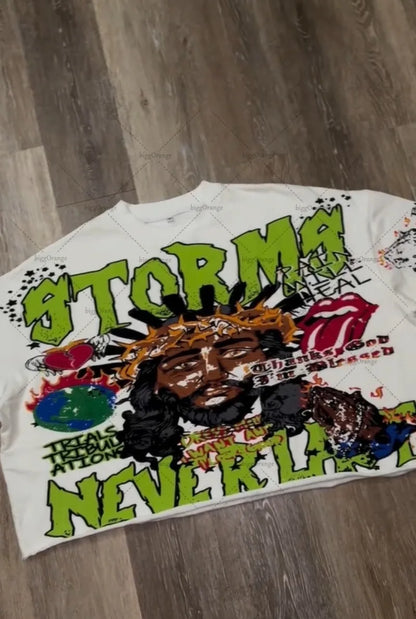 Gothic Punk Style Graphic T-shirt Harajuku Retro High Street Cross Print Top Men Hip-hop Cotton Casual Loose Trend Streetwear Street King Limited