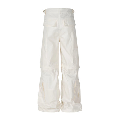 y2k high street flared cargo multi pocket detachable workwear pants for men and women solid ropa hombre overalls oversized multi-pocket cargos