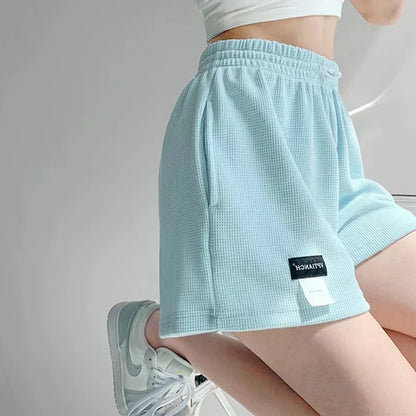 Women's Shorts 2023 Summer High Waisted Sports Shorts Loose Bottoms Female Casual Elastic Waist Hot Pants Solid Color Homewear Street King Limited