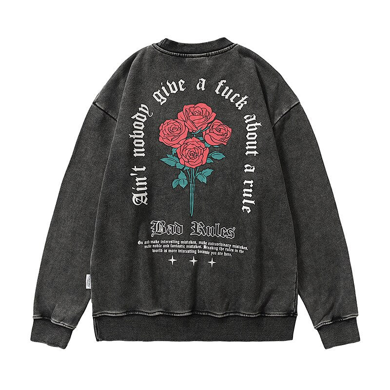 "Fallen Roses" Unisex Men Women Streetwear Graphic Sweatshirt Daulet Apparel