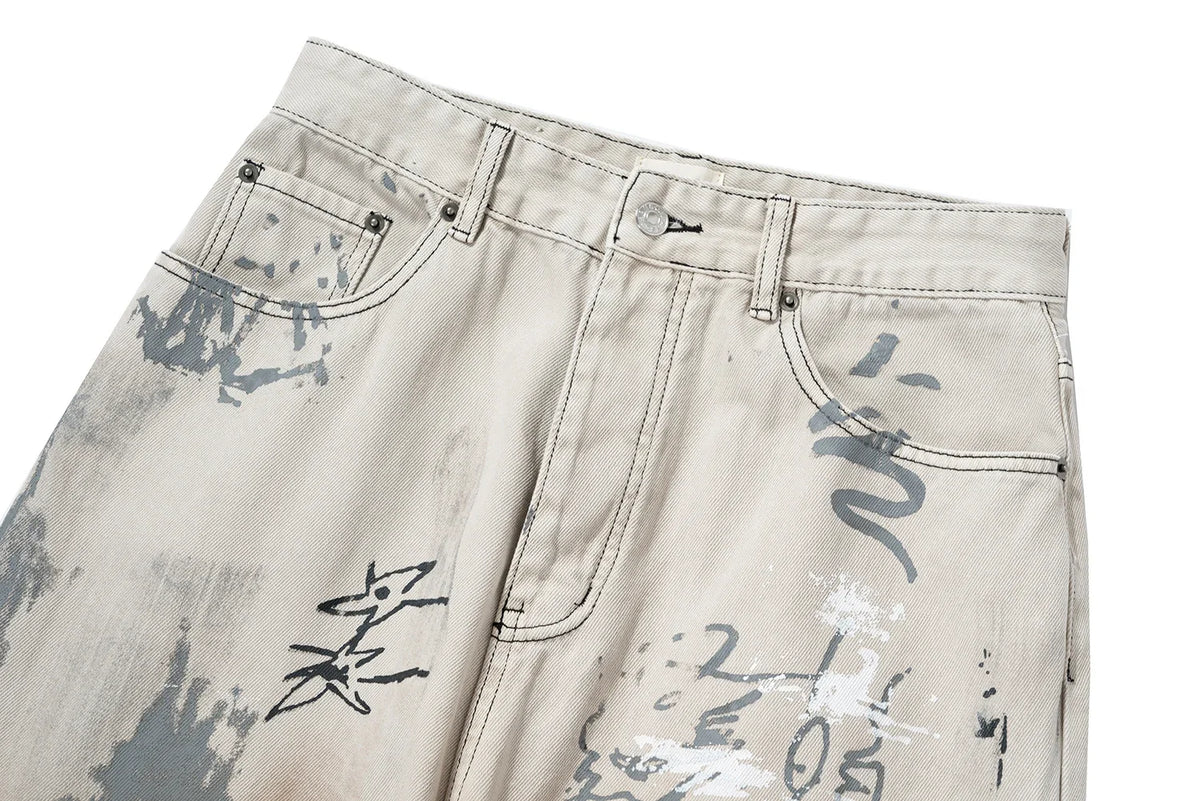 hand painted graffiti washed baggy jeans for men and women y2k streetwear pantalones hombre casual denim trousers oversized 1 unique jeans style 889