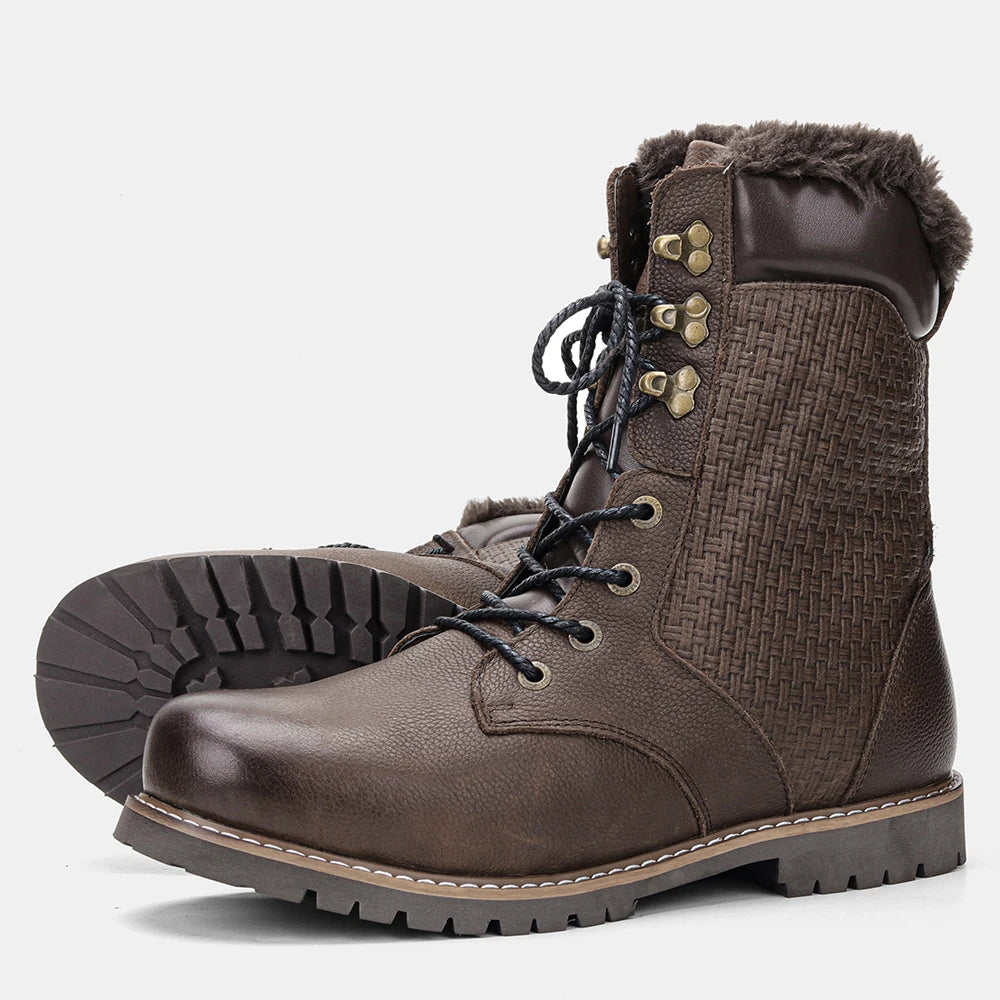 40~48 2023 Genuine Leather Ankle Boot Men Winter Boots Warm Comfortable Non-Slip Snow Boots Men #Dm1578 Street King Limited