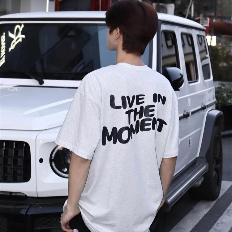 Korean street personalized printed graphic T-shirt summer men new y2k trendy loose sports half sleeved bottoming shirt top Street King Limited
