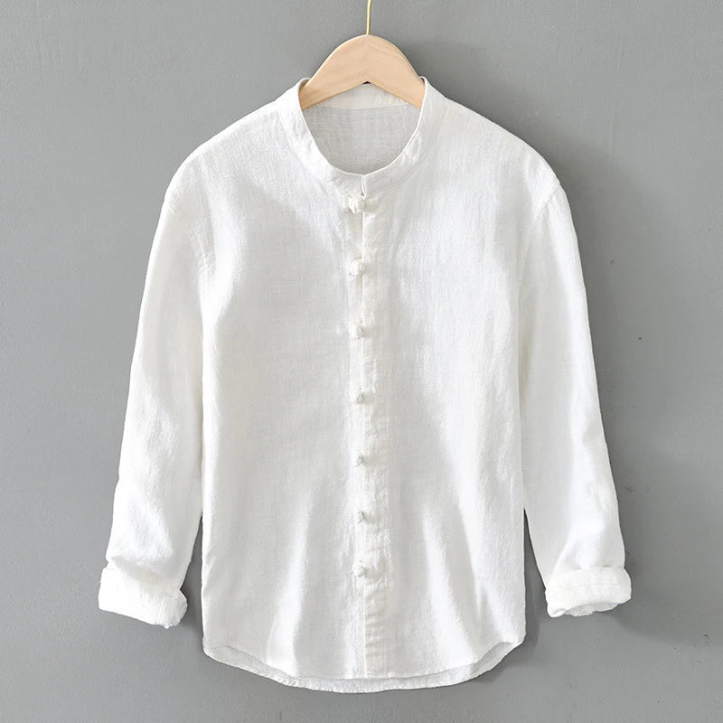 Men's Shirt Vintage Cotton Linen Long Sleeve Shirt Spring Summer Autumn Loose Fashion Casual Blouse Male Plus Size Cardigan Top Street King Limited