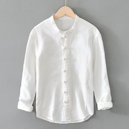 Men's Shirt Vintage Cotton Linen Long Sleeve Shirt Spring Summer Autumn Loose Fashion Casual Blouse Male Plus Size Cardigan Top Street King Limited